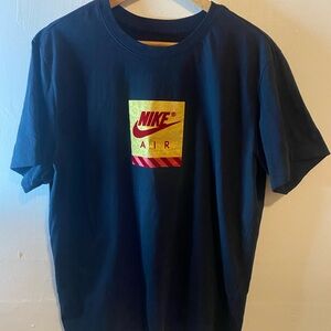 Nike Air Black Graphic T-Shirt Men’s XL – Gold & Red Box Logo – 100% Cotton